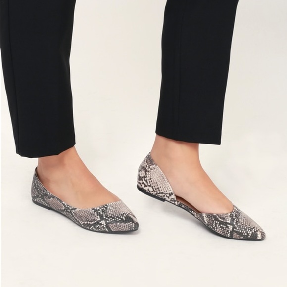 Shoes - Beige Brown Snake Ballerinas ballet- Sandals